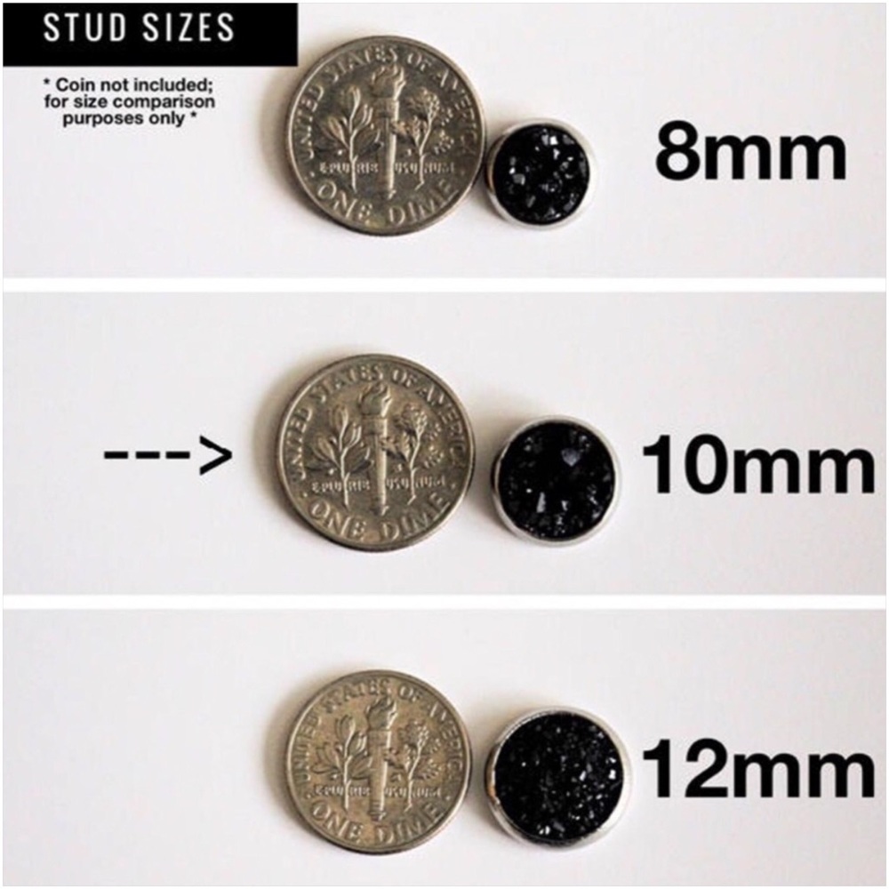 Silver Faux Druzy 8mm Post Back Stud Earrings! - Picture 16 of 16